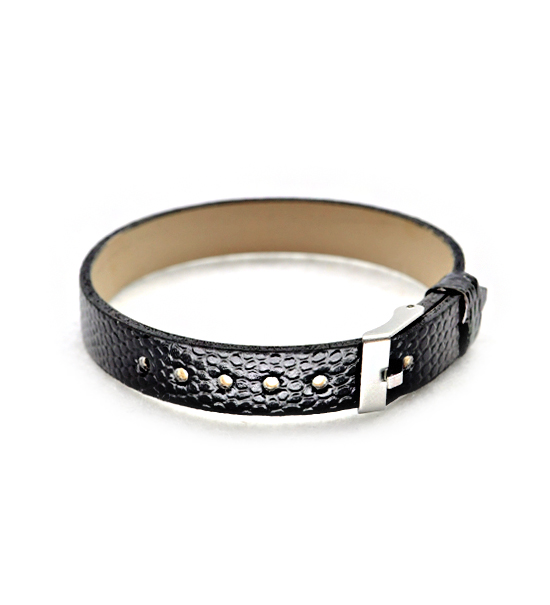 Bracelet imitation leather (1 unit) 10 mm - Black